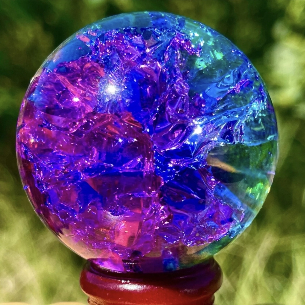 Titanium Rainbow Quartz Crystal Ball Sphere Purple Green New #2